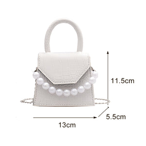 Oeak Pearl Handle Super mini Design PU Leather Shoulder Bags